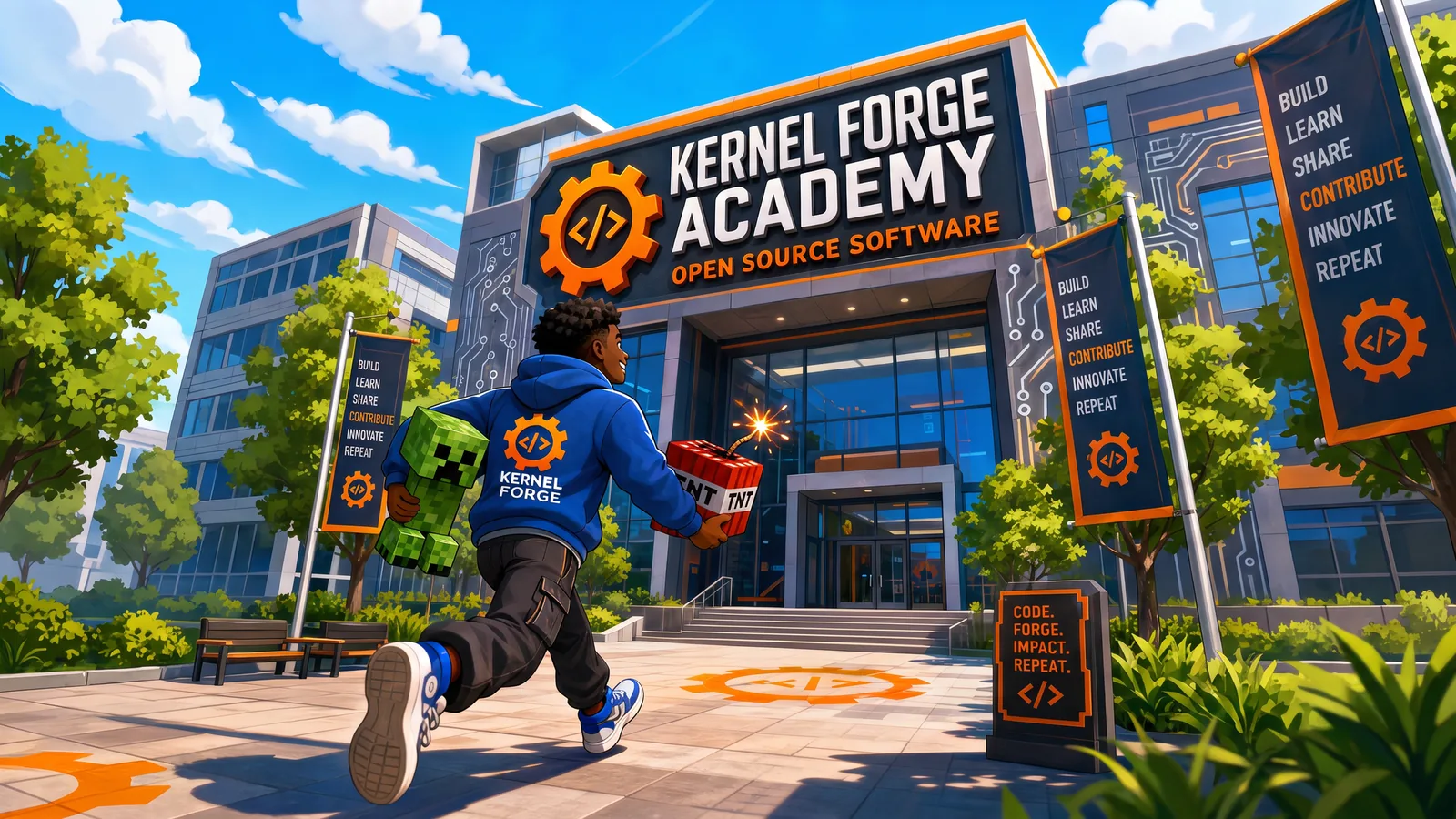 Affiche Kernel Forge Academy : build, learn, share, contribute